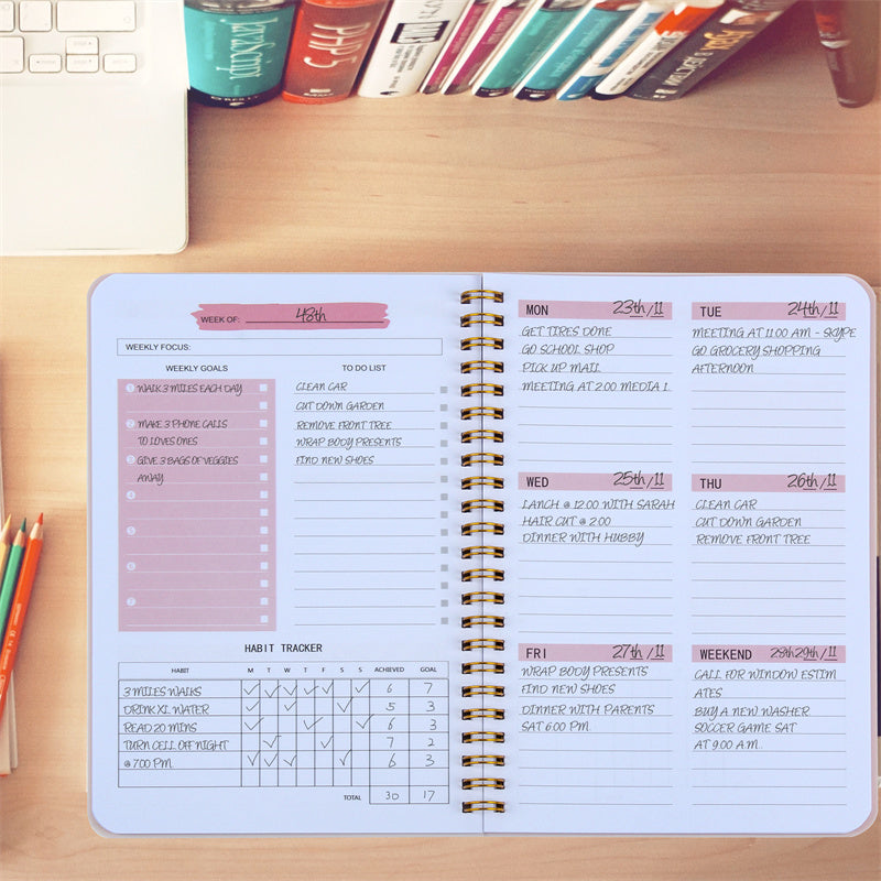 Agenda Multi-fonction – Planificateur Quotidien, Hebdomadaire & Mensuel pour une Organisation Parfaite - Non daté