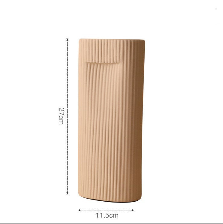 Vase Sculpture avec Lignes - Ornement Décoratif pour Sol ou Table