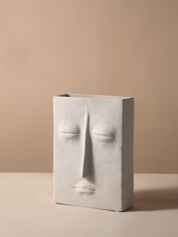 Vase Céramique Créatif Nordique - Décoration Simple avec Visages