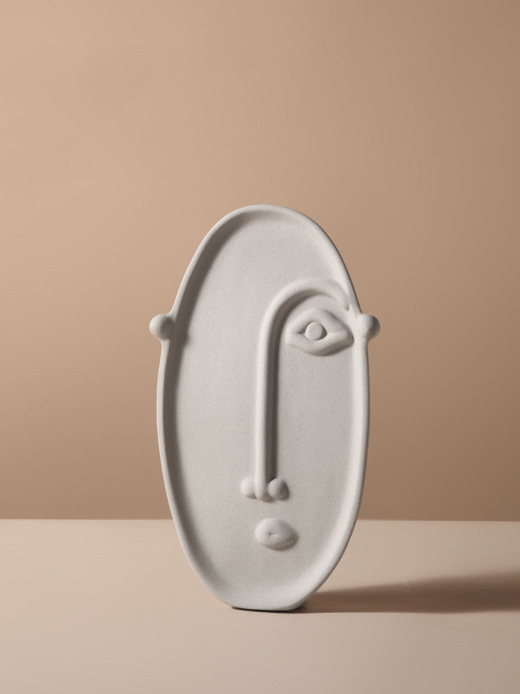 Vase Céramique Créatif Nordique - Décoration Simple avec Visages