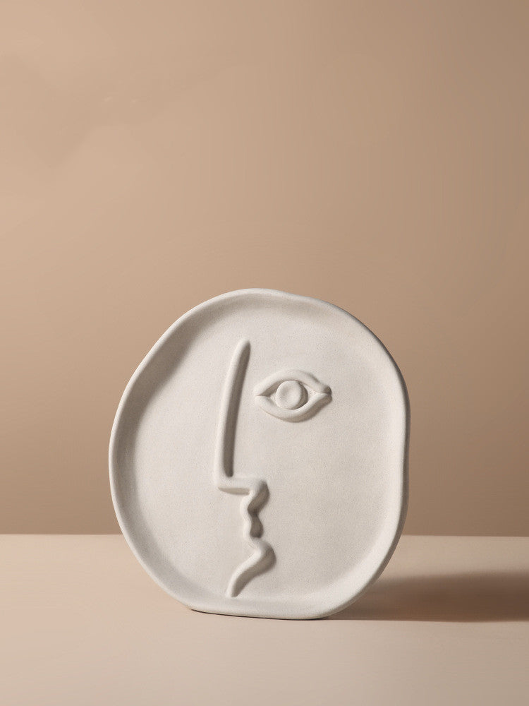 Vase Céramique Créatif Nordique - Décoration Simple avec Visages
