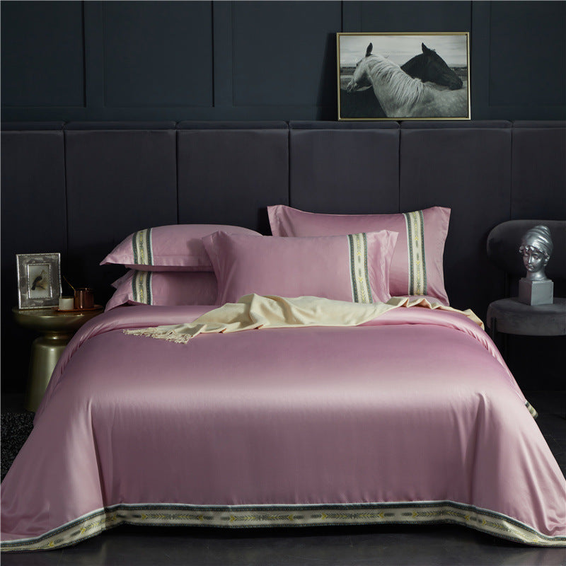 Draps en Soie Satinés – Un Confort Luxe avec Rayures et Couleur Unie en Soie