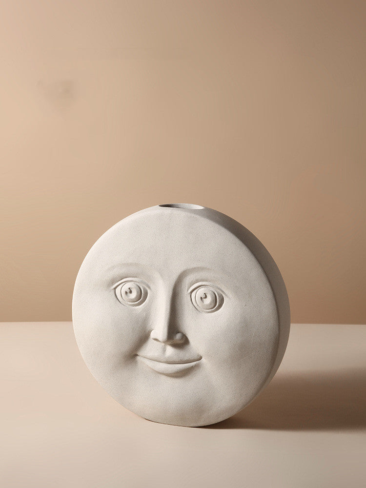 Vase Céramique Créatif Nordique - Décoration Simple avec Visages