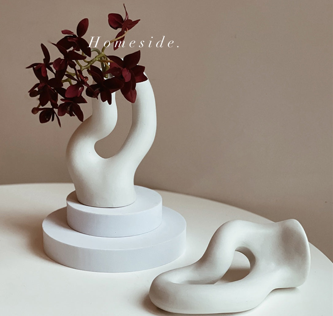 Vase Sculptural en Céramique Brute - Idéal pour Culture Hydroponique