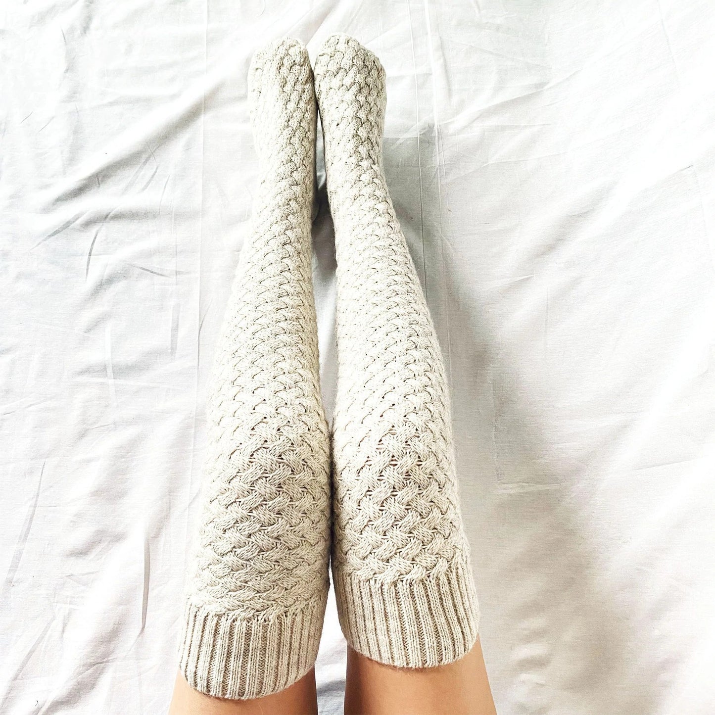 Chaussettes Longues Tricotées à Enrouler - Confort et Chaleur pour l'Intérieur