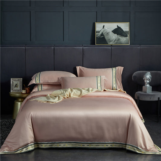 Draps en Soie Satinés – Un Confort Luxe avec Rayures et Couleur Unie en Soie