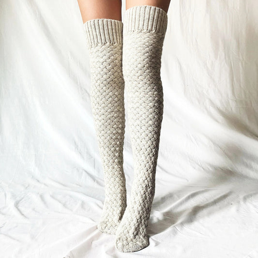 Chaussettes Longues Tricotées à Enrouler - Confort et Chaleur pour l'Intérieur