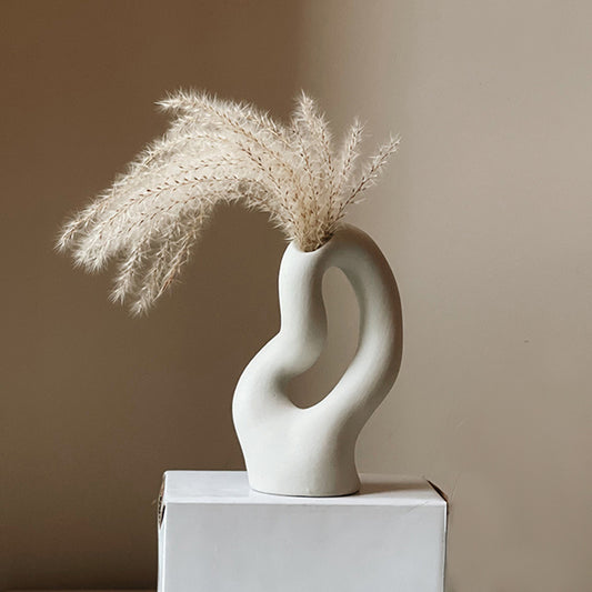 Vase Sculptural en Céramique Brute - Idéal pour Culture Hydroponique